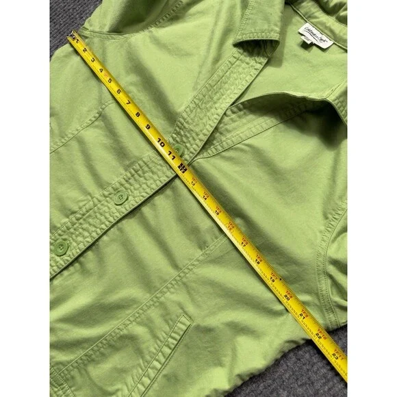 Coldwater Creek Womens Large Stretch Lime Green Button Up Shirt Jacket Top EUC - Picture 7 of 9